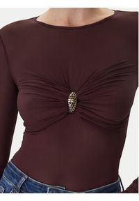 Elisabetta Franchi Body BO-016-57E2-V390 Bordowy Slim Fit. Kolor: czerwony. Materiał: wiskoza