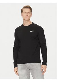 Jack Wolfskin Longsleeve Essential Longsleeve 1808821 Czarny Regular Fit. Kolor: czarny. Materiał: bawełna. Długość rękawa: długi rękaw #1