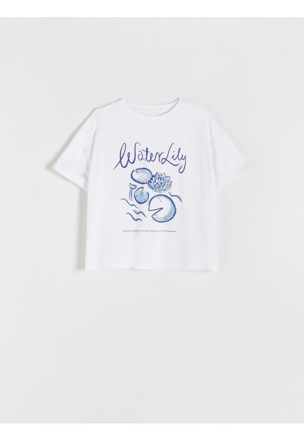 Reserved - T-shirt boxy - biały. Kolor: biały. Materiał: bawełna, dzianina