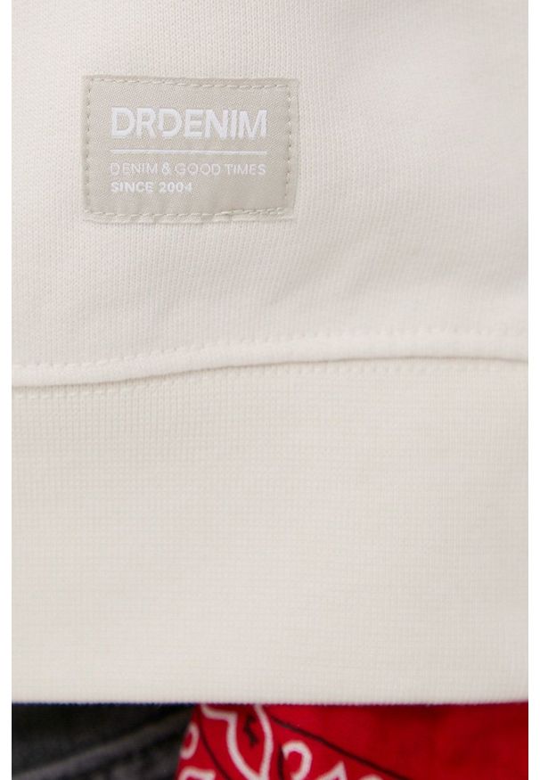 Dr. Denim bluza bawełniana męska kolor beżowy gładka. Kolor: beżowy. Materiał: bawełna, denim. Wzór: gładki