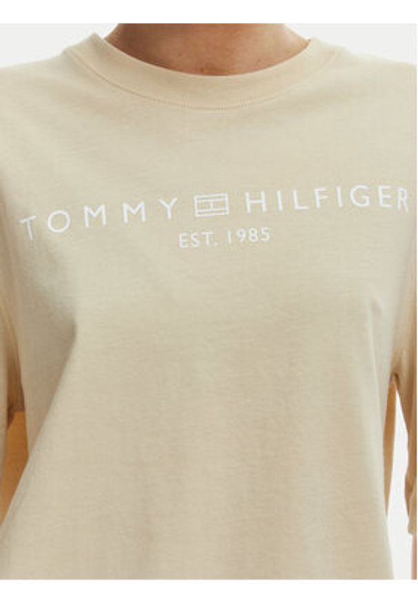 TOMMY HILFIGER - Tommy Hilfiger T-Shirt WW0WW47811 Beżowy Relaxed Fit. Kolor: beżowy. Materiał: bawełna