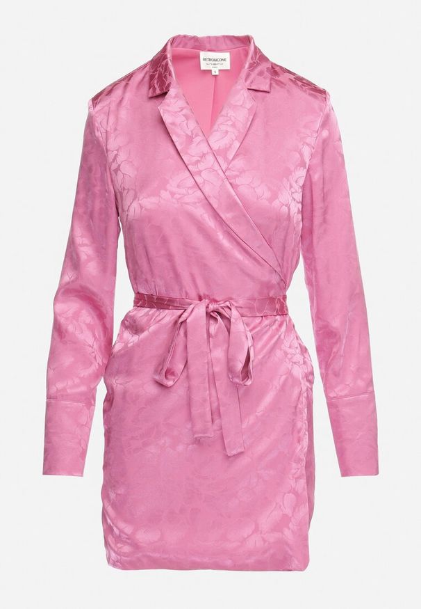 Born2be - Różowa Krótka Sukienka Kopertowa z Materiałowym Paskiem Urvila. Kolor: różowy. Materiał: materiał. Typ sukienki: kopertowe. Styl: elegancki. Długość: mini