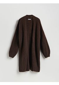 Reserved - Długi kardigan - ciemnobrązowy. Kolor: brązowy. Materiał: dzianina. Długość: długie #1