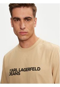 Karl Lagerfeld Jeans T-Shirt 235D1707 Beżowy Regular Fit. Kolor: beżowy. Materiał: bawełna #3