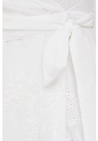 DKNY - Dkny sukienka kolor biały mini rozkloszowana. Kolor: biały. Długość rękawa: na ramiączkach. Wzór: haft. Typ sukienki: asymetryczne, rozkloszowane. Długość: mini #5
