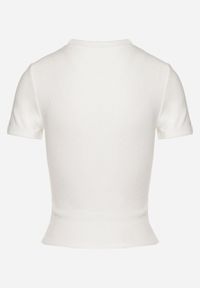 Born2be - Biały Bawełniany T-shirt Elastyczny Lireanne. Kolor: biały. Materiał: bawełna #4