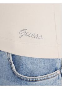 Guess Bluzka W5BP46 KCYV2 Beżowy Slim Fit. Kolor: beżowy. Materiał: wiskoza