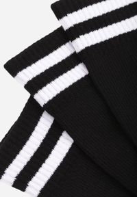 Born2be - Czarne 3-pack Skarpety Długie z Paseczkami i Bawełną Simala. Kolor: czarny. Materiał: bawełna #2
