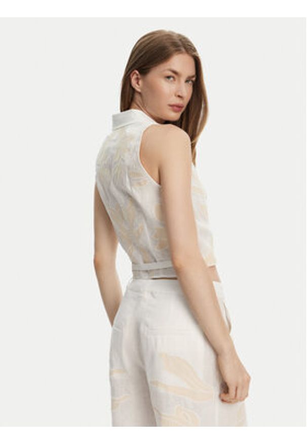 Marella Bluzka Kriss 2513161162 Biały Regular Fit. Kolor: biały. Materiał: len
