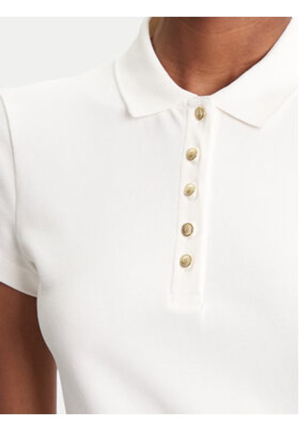 TOMMY HILFIGER - Tommy Hilfiger Polo Gold Button WW0WW45768 Écru Slim Fit. Typ kołnierza: polo. Kolor: kremowy. Materiał: bawełna