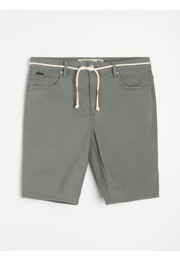 Sinsay - Bawełniane szorty jeansowe - zielony. Kolor: zielony. Materiał: bawełna, jeans