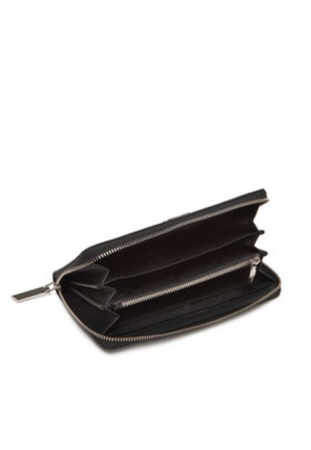 Calvin Klein Duży Portfel Damski Ck Must Aop Large Zip Around LV04F1073G Czarny. Kolor: czarny. Materiał: skóra