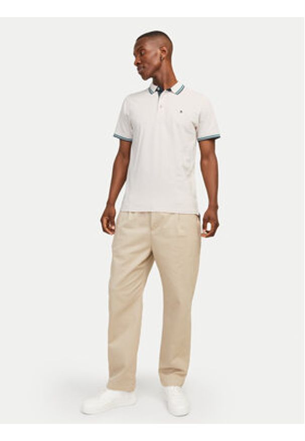 Jack & Jones - Jack&Jones Polo Paulos 12136668 Beżowy Slim Fit. Typ kołnierza: polo. Kolor: beżowy. Materiał: bawełna