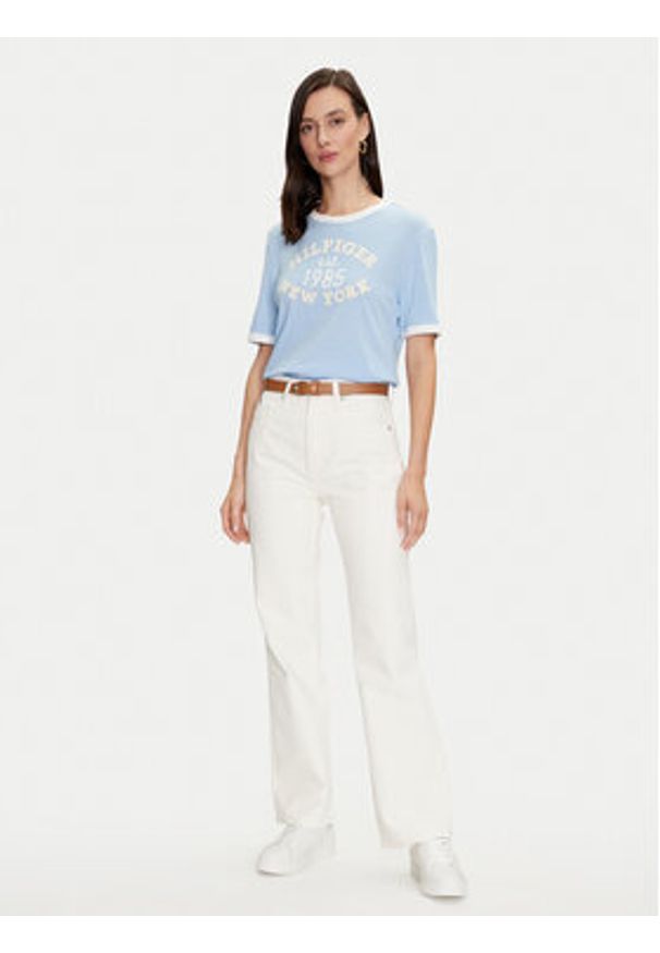 TOMMY HILFIGER - Tommy Hilfiger T-Shirt Varsity Ringer WW0WW42585 Niebieski Regular Fit. Kolor: niebieski. Materiał: wiskoza, bawełna