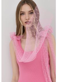 Red Valentino sukienka kolor różowy midi dopasowana. Kolor: różowy. Materiał: dzianina. Wzór: gładki. Typ sukienki: dopasowane. Długość: midi #7