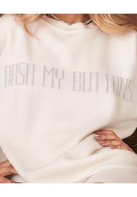 Dash My Buttons! - Wełniany sweter z błyszczącym logowaniem. Kolor: biały. Materiał: wełna #3