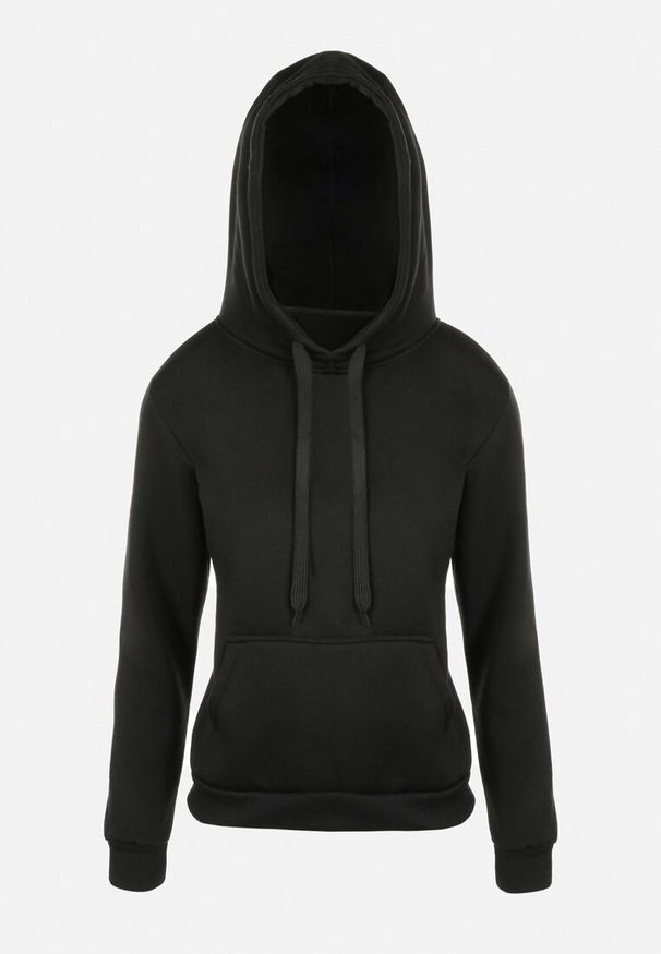 Born2be - Czarna Bluza z Kapturem Kasseia. Typ kołnierza: kaptur. Kolor: czarny. Materiał: polar, dzianina. Styl: klasyczny
