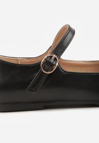 Born2be - Czarne Eleganckie Balerinki z Paskiem z Klamerką i Kwadratowym Noskiem Brilea. Okazja: na co dzień, na uczelnię. Zapięcie: pasek. Kolor: czarny. Materiał: jeans. Styl: elegancki #3