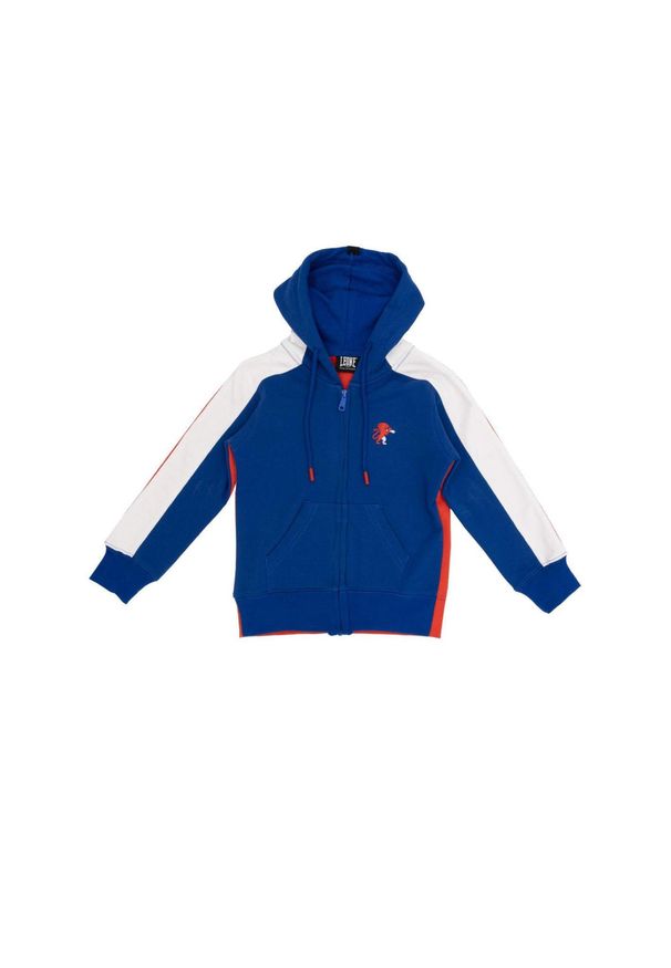LEONE 1947 APPAREL - Nowa sportowa bluza dziecięca z kapturem i zamkiem. Typ kołnierza: kaptur. Kolor: niebieski. Sport: joga i pilates