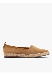Ryłko - Rude espadryle damskie. Nosek buta: okrągły. Kolor: brązowy. Materiał: welur, skóra. Styl: street #1