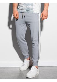 Ombre Clothing - Spodnie męskie dresowe joggery P947 - szare - XXL. Okazja: na co dzień. Kolor: szary. Materiał: dresówka. Styl: casual #7