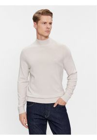 Calvin Klein Sweter Superior K10K110424 Beżowy Regular Fit. Kolor: beżowy. Materiał: wełna