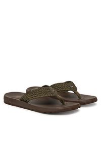 TOMMY HILFIGER - Tommy Hilfiger Japonki Molded Web Beach Sandal FM0FM05434 Khaki. Kolor: brązowy. Materiał: materiał #5