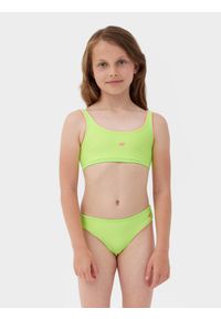 4F JUNIOR - Kostium kąpielowy dwuczęściowy dziewczęcy. Kolor: zielony. Materiał: dzianina, materiał