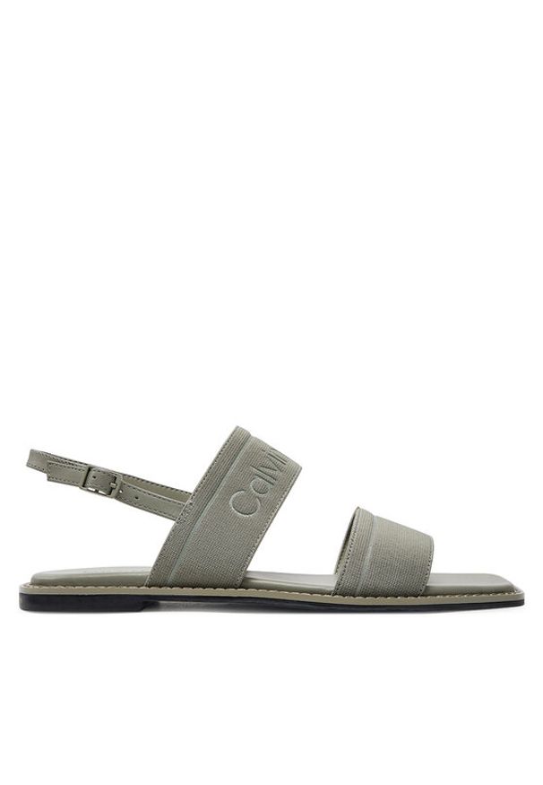 Calvin Klein Sandały Flat Sandal He HW0HW01990 Szary. Kolor: szary. Materiał: materiał