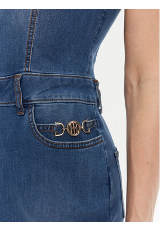Fracomina Sukienka jeansowa FP25SD4001D46402 Niebieski Slim Fit. Kolor: niebieski. Materiał: bawełna