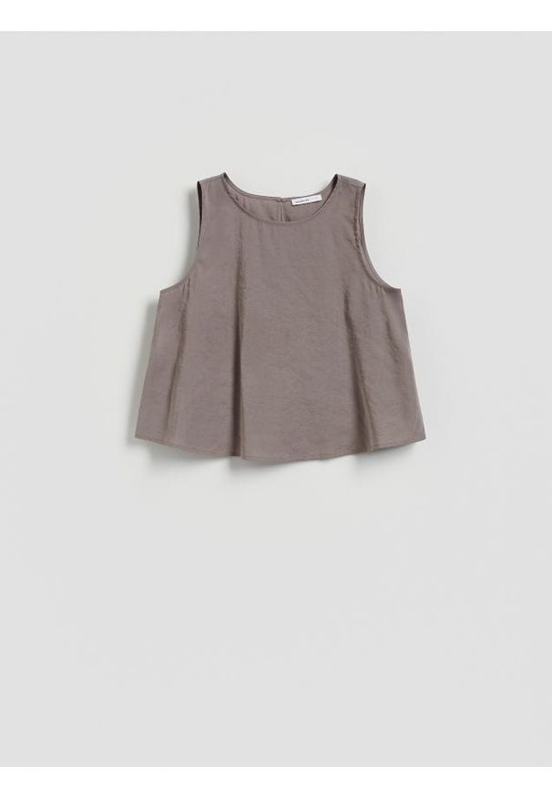 Reserved - Bluzka z modalem - beżowy. Kolor: beżowy. Materiał: tkanina