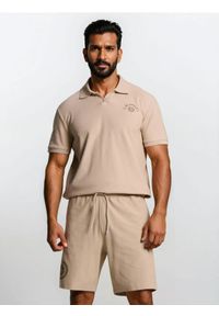 Sinsay - Bawełniane szorty z nadrukiem Smiley - beżowy. Kolor: beżowy. Materiał: bawełna. Wzór: nadruk #1