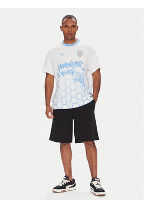 Puma T-Shirt CWC Hoops x Man City 631695 Biały Regular Fit. Kolor: biały. Materiał: bawełna