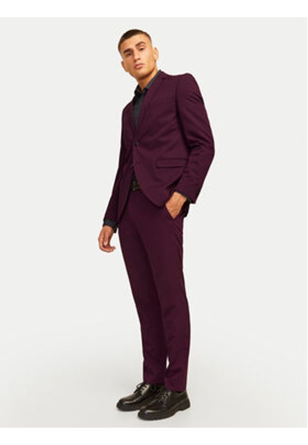 Jack & Jones Garnitur Franco 12181339 Fioletowy Super Slim Fit. Kolor: fioletowy. Materiał: syntetyk