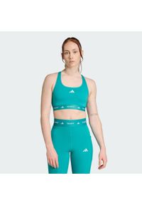 Adidas - Biustonosz TECHFIT. Kolor: niebieski. Materiał: materiał. Technologia: Techfit (Adidas). Sport: fitness #1