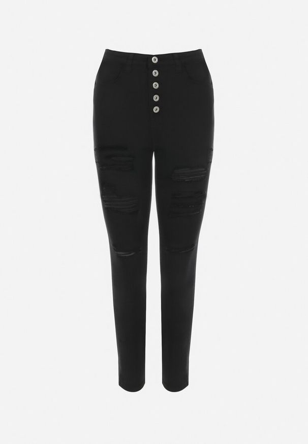 Born2be - Czarne Jeansy Skinny na Guziki Arru. Stan: podwyższony. Kolor: czarny