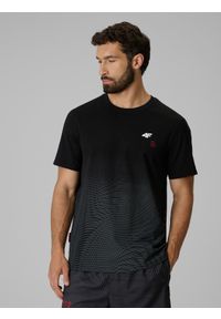 4f - 4F T-shirt regular z nadrukiem męski - czarny L. Okazja: na co dzień. Kolor: czarny. Materiał: materiał. Wzór: nadruk. Styl: casual, sportowy #1