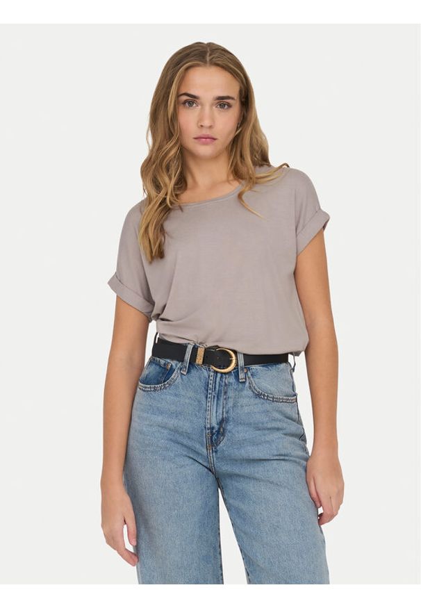 only - ONLY T-Shirt Moster 15106662 Beżowy Loose Fit. Kolor: beżowy. Materiał: wiskoza