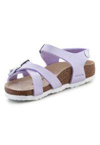 Sandały Birkenstock Kumba Shiny Lizard 1026907 fioletowe. Okazja: na spacer, na plażę, na co dzień. Zapięcie: pasek. Kolor: fioletowy. Materiał: materiał. Wzór: paski. Sezon: lato. Styl: elegancki, casual #5