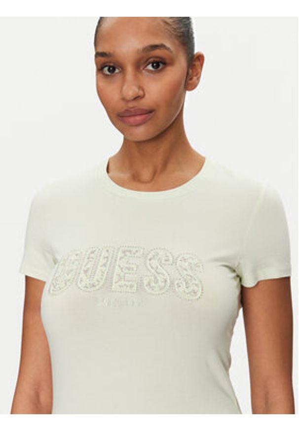Guess T-Shirt W5GI04 J1314 Żółty Slim Fit. Kolor: żółty. Materiał: bawełna
