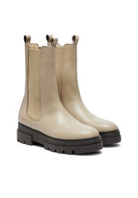 TOMMY HILFIGER - Tommy Hilfiger Sztyblety Monochromatic Chelsea Boot FW0FW06730 Beżowy. Kolor: beżowy. Materiał: skóra