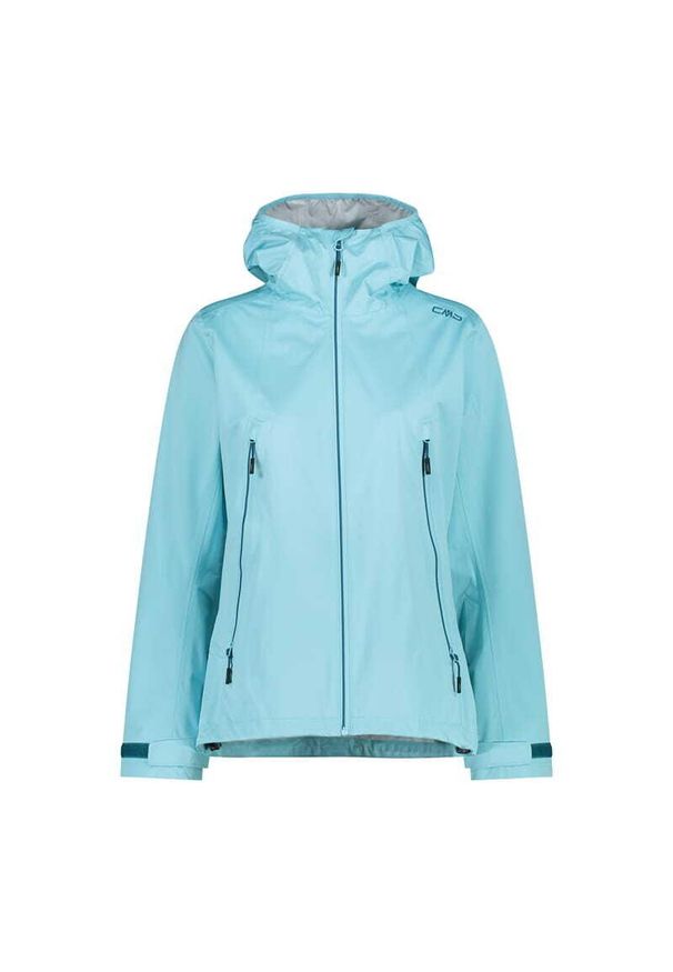 Kurtka przeciwdeszczowa damska z kapturem CMP Unlimitech. Typ kołnierza: kaptur. Kolor: niebieski. Sport: turystyka piesza