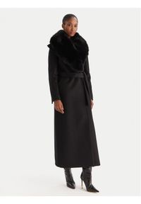 YES LONDON Płaszcz wełniany CD1218ECO Czarny Regular Fit. Kolor: czarny. Materiał: syntetyk #1