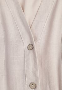 Renee - Beżowa Koszulowa Sukienka z Bawełny z Wiązanym Paskiem i Podpinanymi Rękawami Cesela. Okazja: na co dzień. Kolor: beżowy. Materiał: bawełna. Typ sukienki: koszulowe. Styl: boho, casual #5