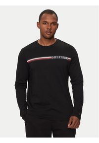 TOMMY HILFIGER - Tommy Hilfiger Longsleeve Chest Stripe MW0MW36740 Czarny Regular Fit. Kolor: czarny. Materiał: bawełna. Długość rękawa: długi rękaw #1