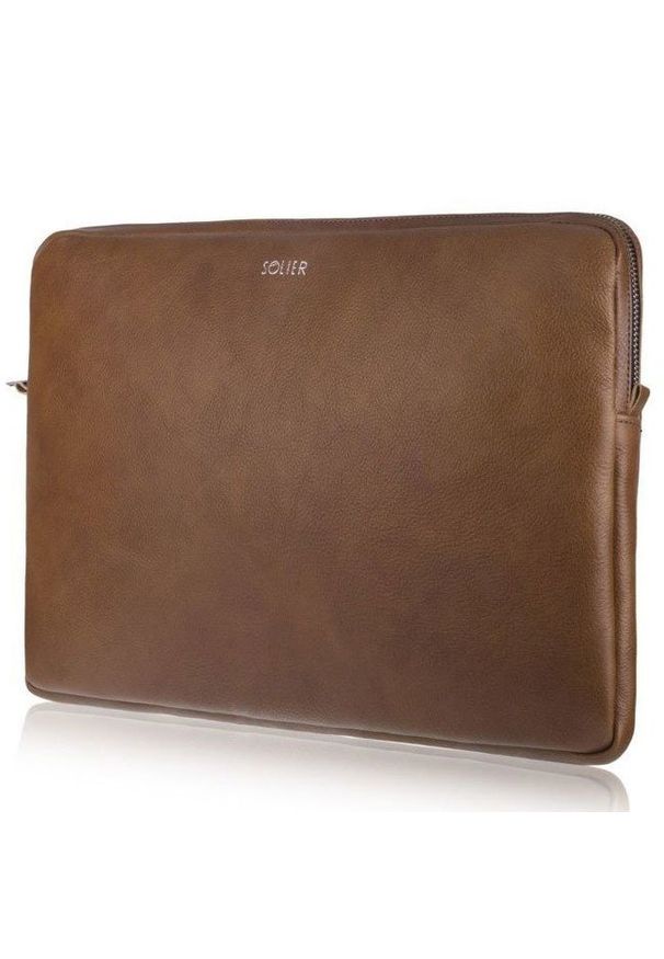 Brązowe etui na laptopa Solier eleganckie, w paski