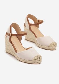 Renee - Beżowe Sandały Vices w Stylu Espadryli na Koturnie z Plecionki Amoiella. Okazja: na co dzień. Kolor: beżowy. Sezon: lato, wiosna. Obcas: na koturnie. Styl: casual, boho, elegancki #2