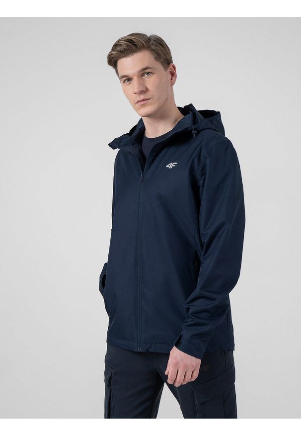 4f - Kurtka miejska membrana 3000 męska. Typ kołnierza: kaptur. Kolor: niebieski. Materiał: materiał