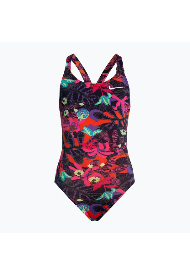 Strój pływacki jednoczęściowy dziecięcy Nike Multiple Print Fastback. Kolor: różowy. Wzór: nadruk