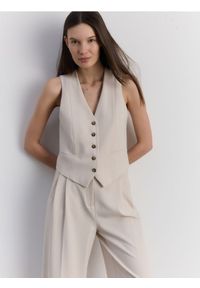 Reserved - Kamizelka z dodatkiem wiskozy - beżowy. Kolor: beżowy. Materiał: wiskoza #1